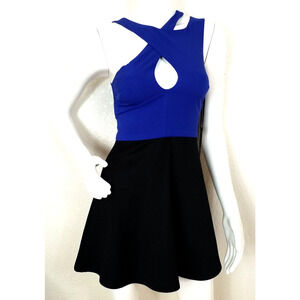 NBD Blue Black Sleeveless Colorblock Mini Dress NWT Size XS